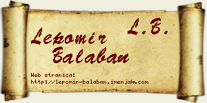 Lepomir Balaban vizit kartica